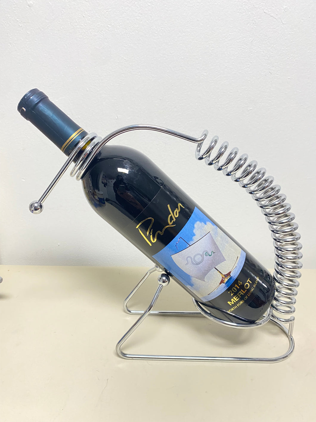 90s chrome wine bottle holder