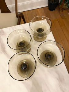 70s Smoked Glass Coupe Champagne Glasses