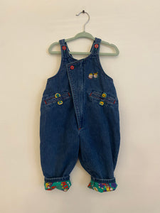80s Jean Bourget Denim and Printed Overalls