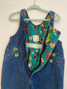 80s Jean Bourget Denim and Printed Overalls