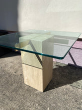 Load image into Gallery viewer, 80s Artedi Style Travertine and Brass Side Table
