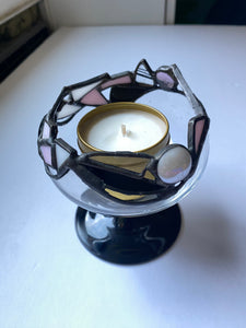 Handmade Stained Glass Candle Holder Trinket Dish