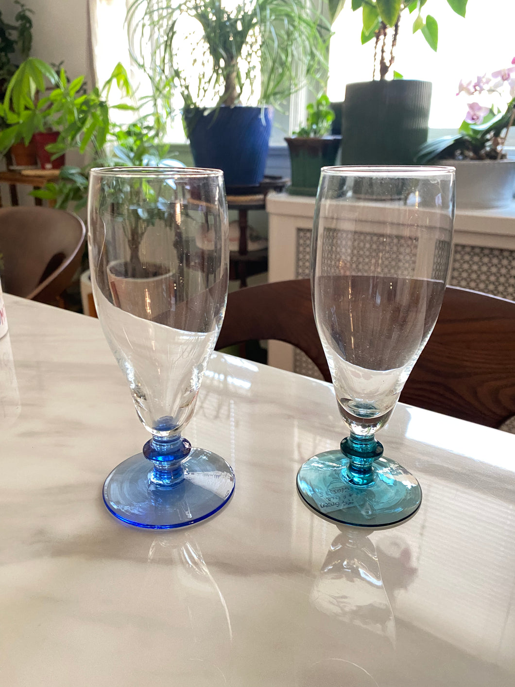 Vintage Blue Champagne Flutes (Pair)