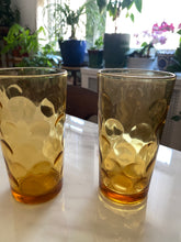 Load image into Gallery viewer, Mid Century Amber Thumbprint Glasses (Pair)
