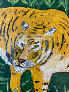 Original Signed Hand-painted Handmade Tiger Artwork