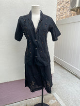 Load image into Gallery viewer, Vintage Linen Beaded Short Sleeve Button-down &amp; Shorts Set
