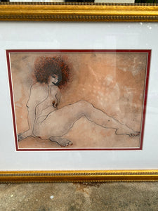 Framed Print of Naked Woman by unknown artist