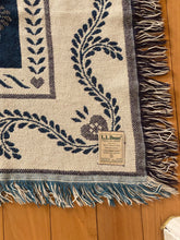 Load image into Gallery viewer, LL BEAN Two Toned Blue Heart Motif Tassel Throw Blanket
