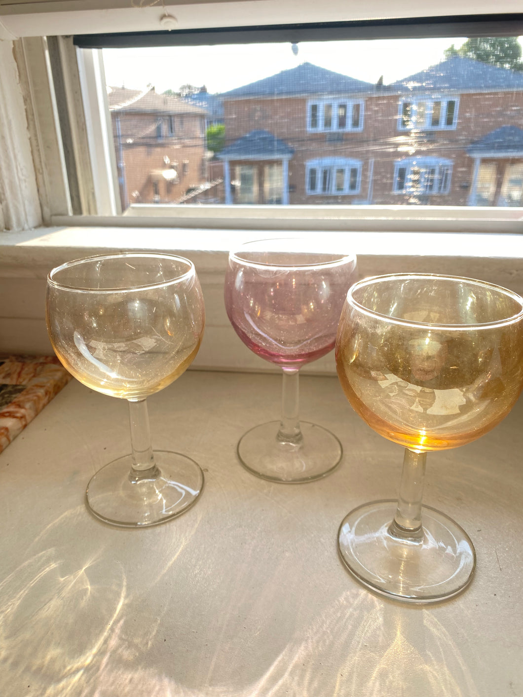 Mid Century Modern Gradient Wine Glasses made in France