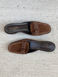 Coach Brown Suede Heeled Mules