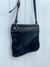 Load image into Gallery viewer, Vintage Leather Grommet Ponyhair Crossbody Bag
