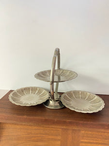Vintage Silver Three-Tiered Collapsible Serving Tower