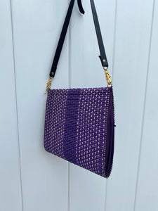 Purple Wicker Crossbody Bag
