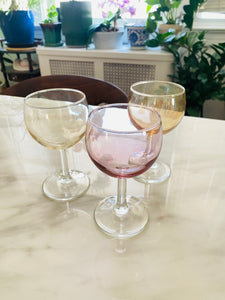 Mid Century Modern Gradient Wine Glasses made in France
