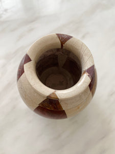 Small Handmade Check Print Alabaster Vase
