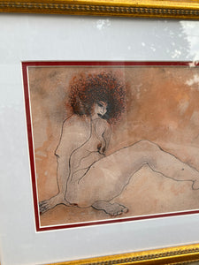 Framed Print of Naked Woman by unknown artist