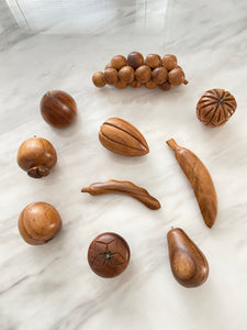 10 Hand Carved Wooden Fruits & Veggies
