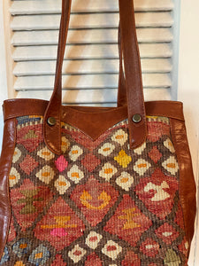 Vintage Turkish Kilim Leather Bag
