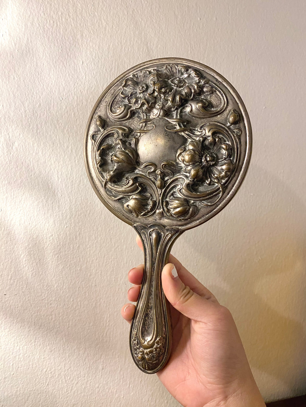 1905 Victorian Floral Hand Mirror