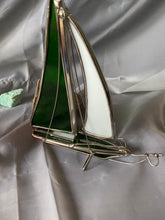 Load image into Gallery viewer, Vintage Handmade Stained Glass Sailboat Sculptures
