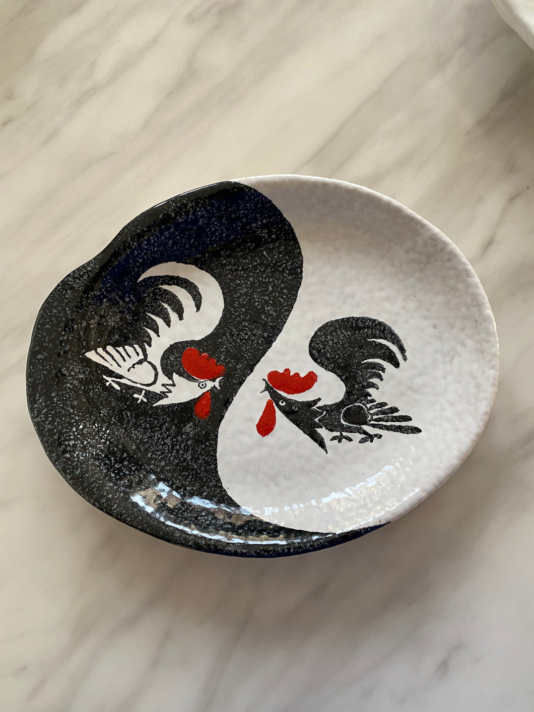 Handmade Rooster Yin Yang Plates