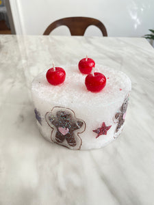 Cherry Glitter Gingerbread Cake Candle