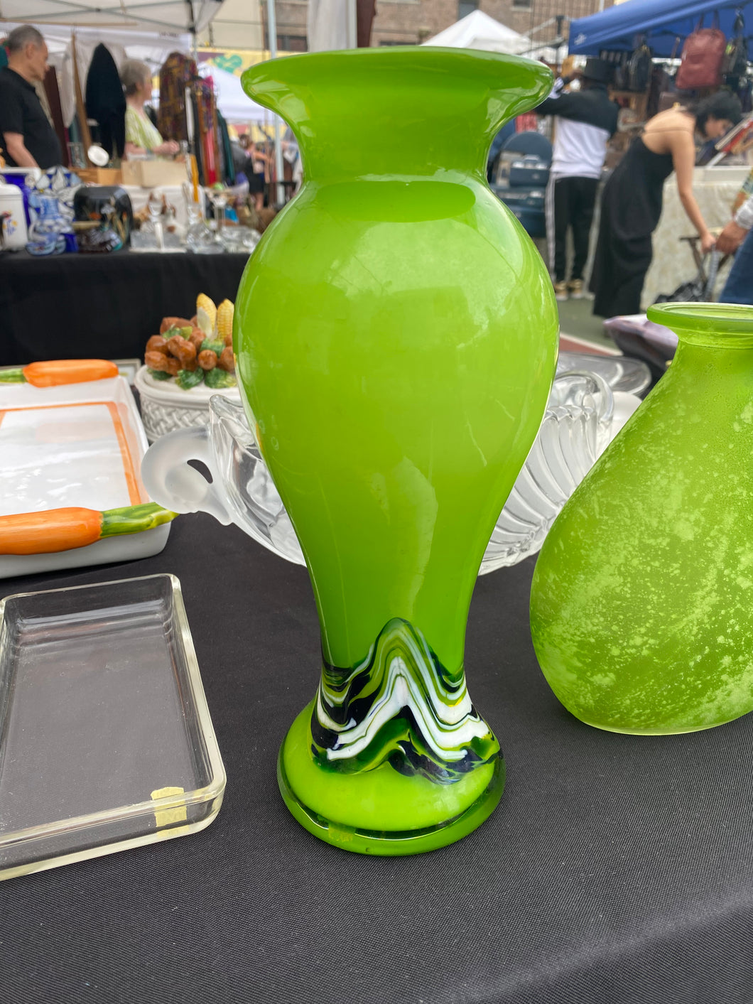 Slime Lime Hand Blown Glass Vase