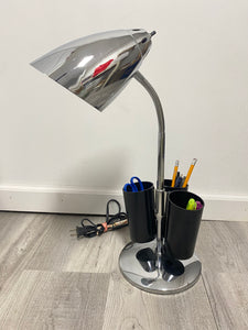 90s Chrome Desk Organizer Lamp