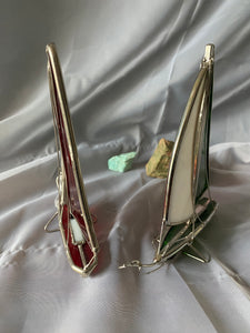 Vintage Handmade Stained Glass Sailboat Sculptures
