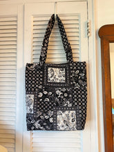 Load image into Gallery viewer, Vintage Black and White Quilted Tote
