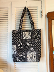 Vintage Black and White Quilted Tote