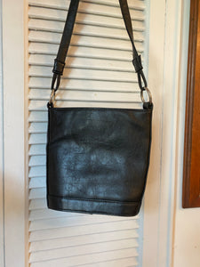 Vintage Moda Attica Faux Black Leather Silver Eyelet Bag