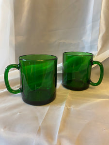 MCM Green Glass Mugs made in France